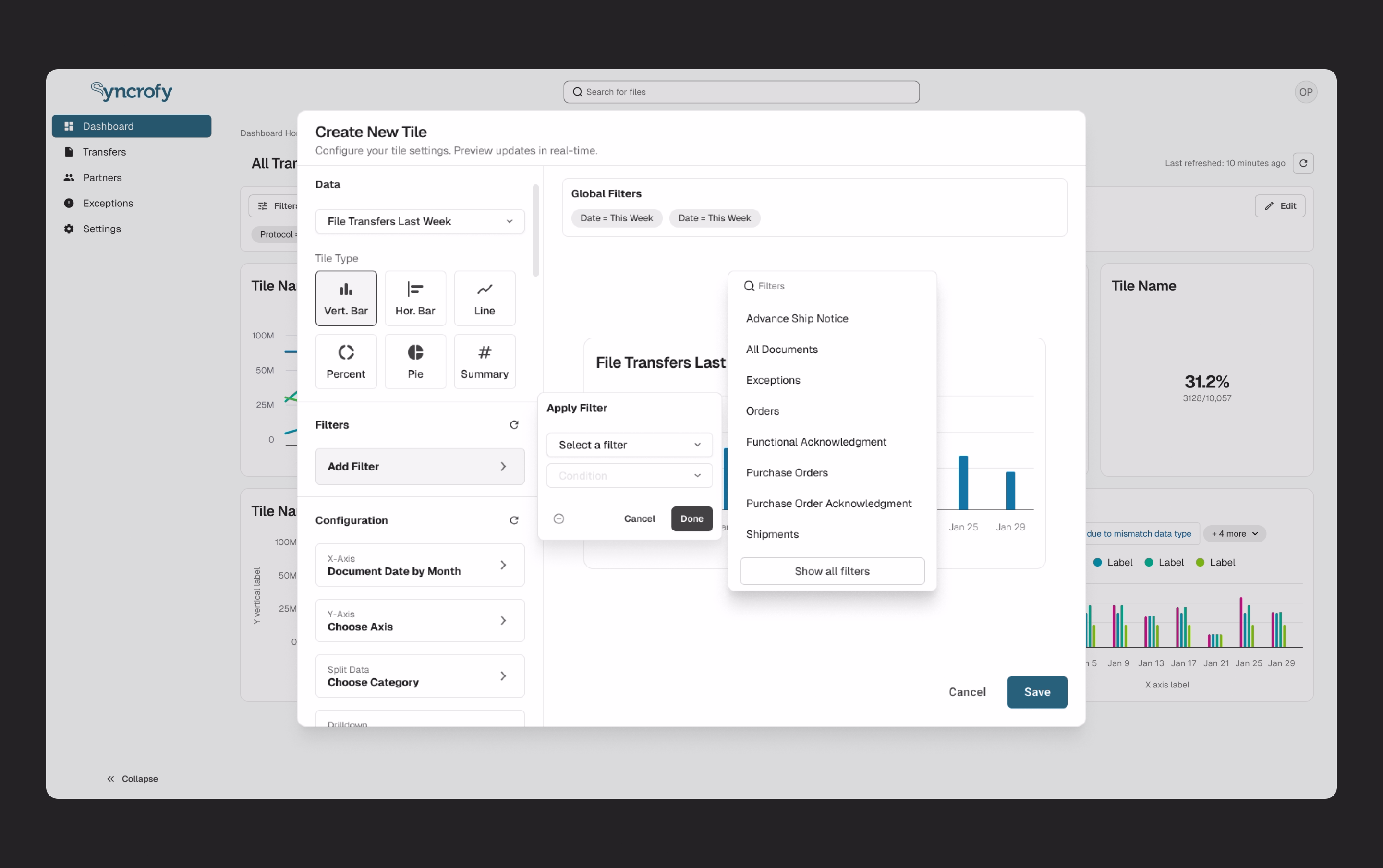 Transfer list and visibility into enterprise data exchange